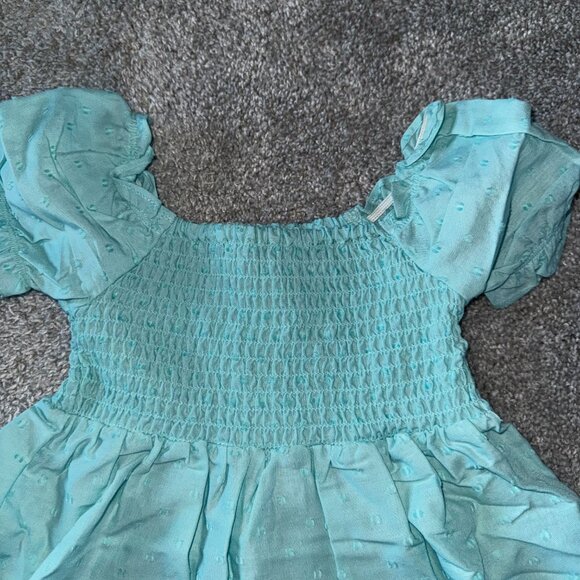 Toddler Girl Size 3T Mint Tea Smocked Ruffle Dress, New with Tags, NWT - Picture 4 of 6